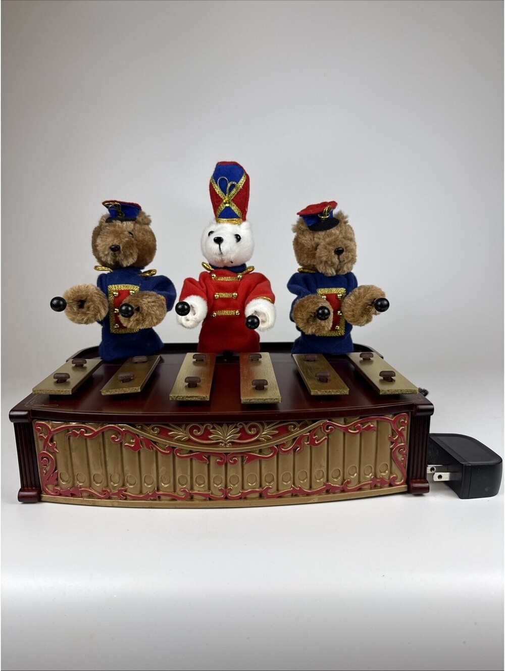 Mr. Christmas Bandstand Bears 12in Musical Xylophone Animated Decor Brass Keys